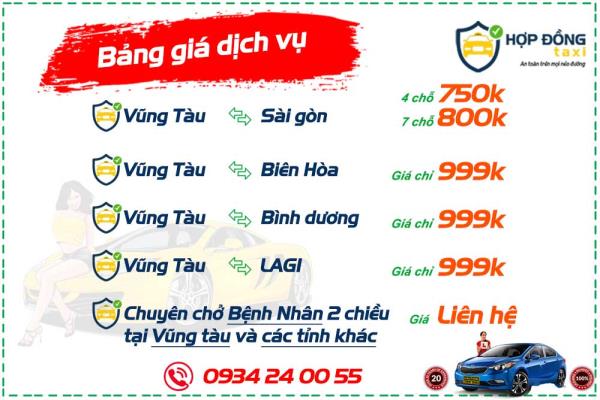 Bảng giá dịch vụ hợp đồng taxi